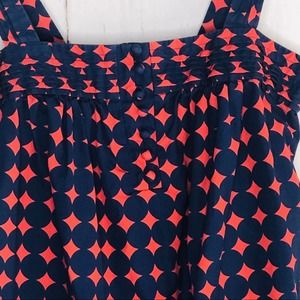 J Crew Blue and Red Polka Dots Tiered Tank Top 0
